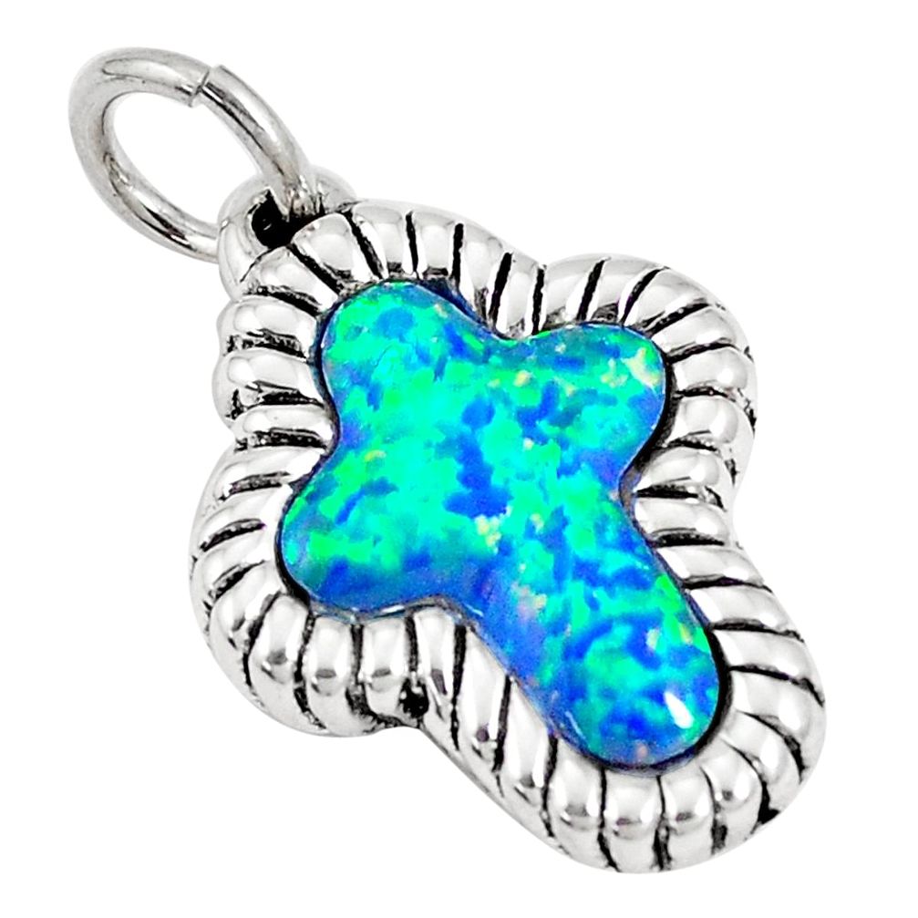 3.50cts green australian opal (lab) 925 sterling silver pendant jewelry a93101