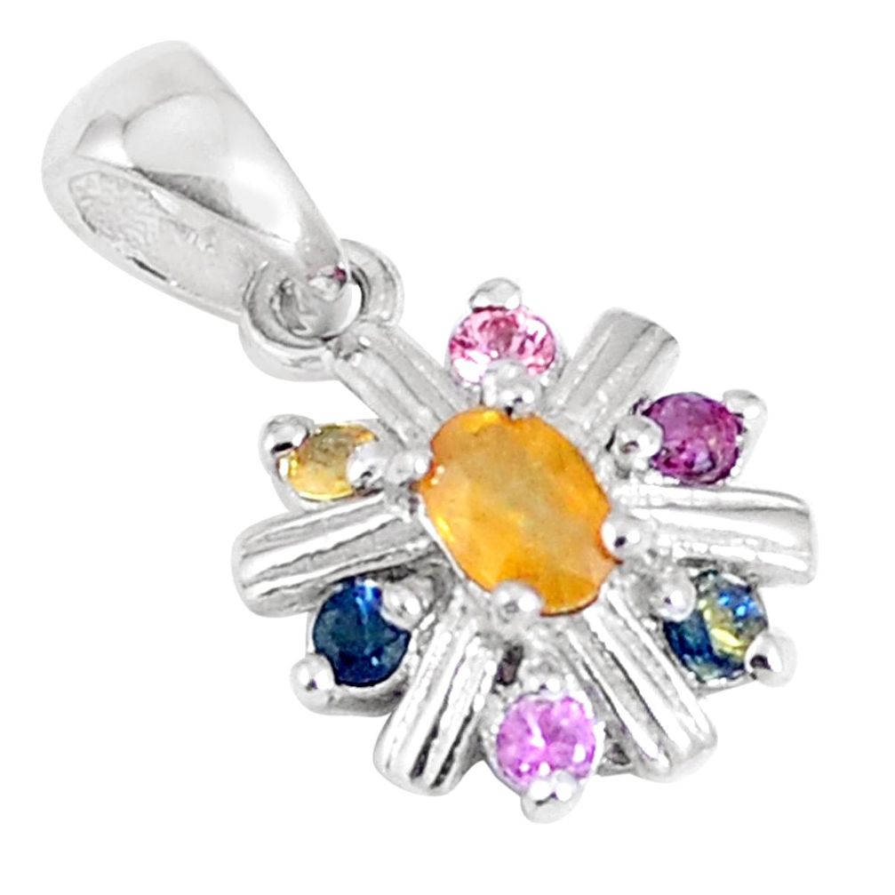2.72cts natural yellow citrine ruby sapphire 925 sterling silver pendant a94479