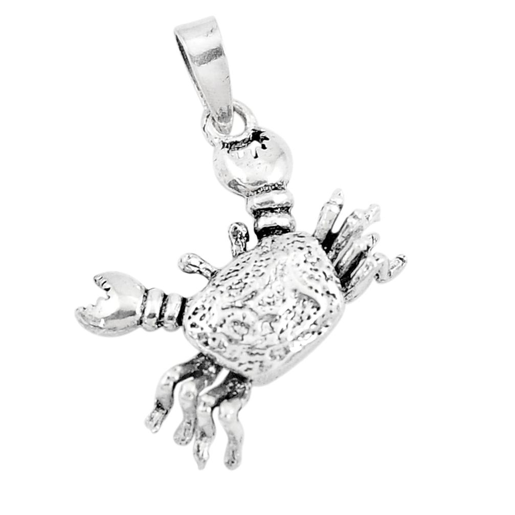 2.89gms indonesian bali style solid 925 silver crab charm pendant a94681