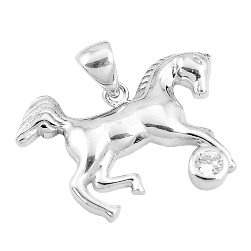 925 sterling silver 0.65cts natural white topaz horse charm pendant a94694