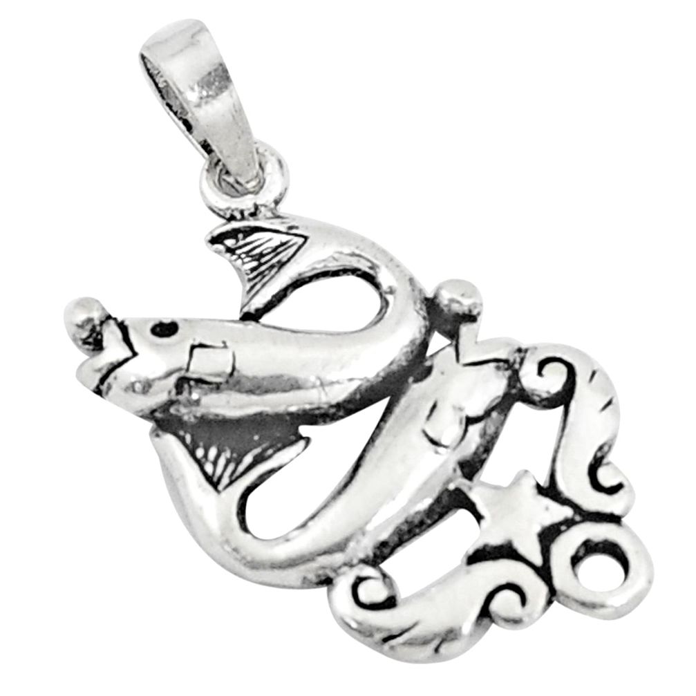 3.69gms indonesian bali style solid 925 sterling silver dolphin pendant a94714