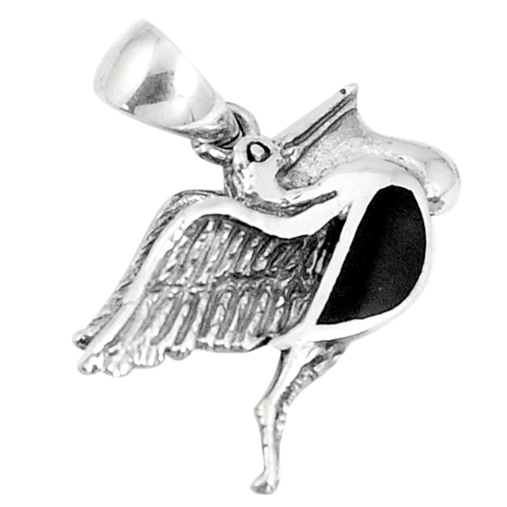 2.69gms black onyx enamel 925 sterling silver pendant jewelry a94723