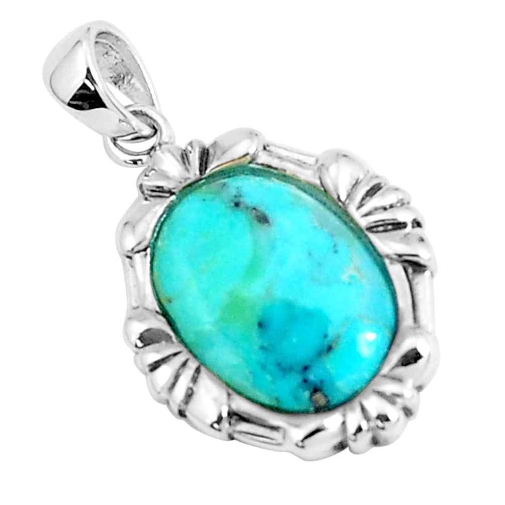 925 sterling silver 2.60cts natural blue kingman turquoise oval pendant a95198