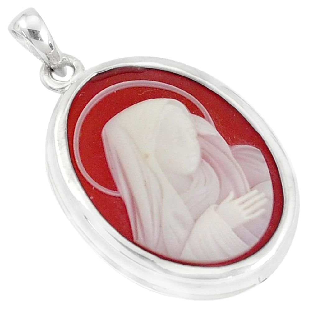 9.29cts white saint marry cameo 925 sterling silver pendant jewelry a95540