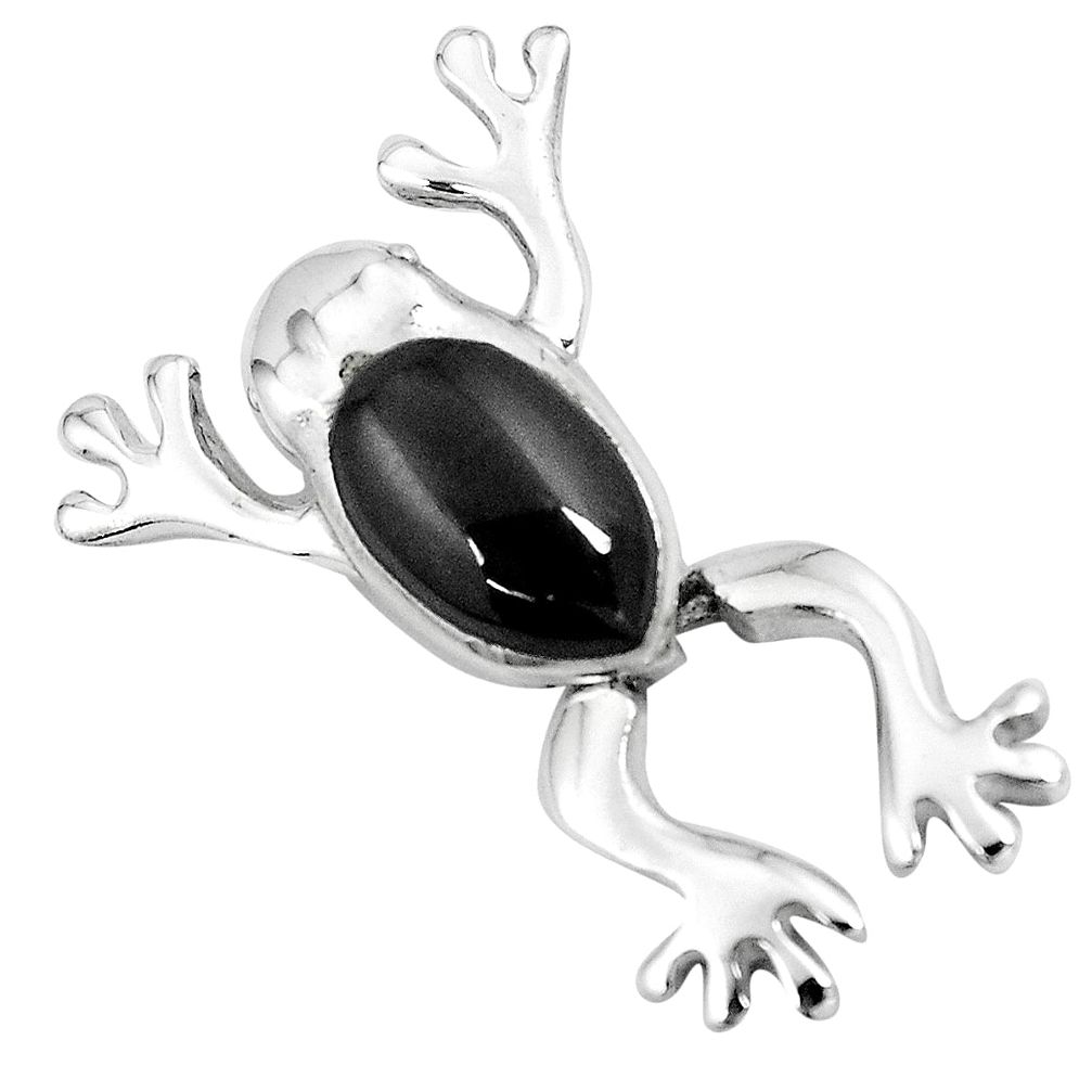 4.69gms black onyx enamel 925 sterling silver frog pendant jewelry a95643