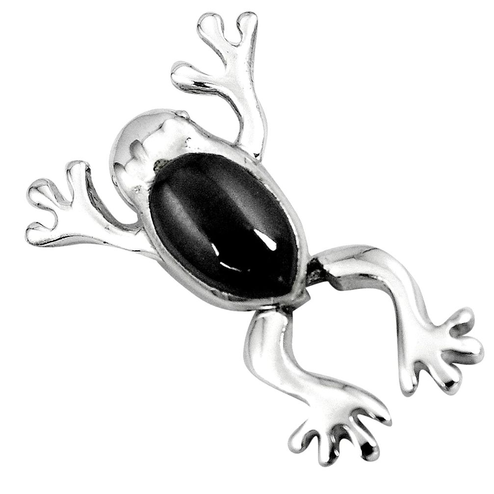 4.48gms black onyx enamel 925 sterling silver frog pendant jewelry a95644