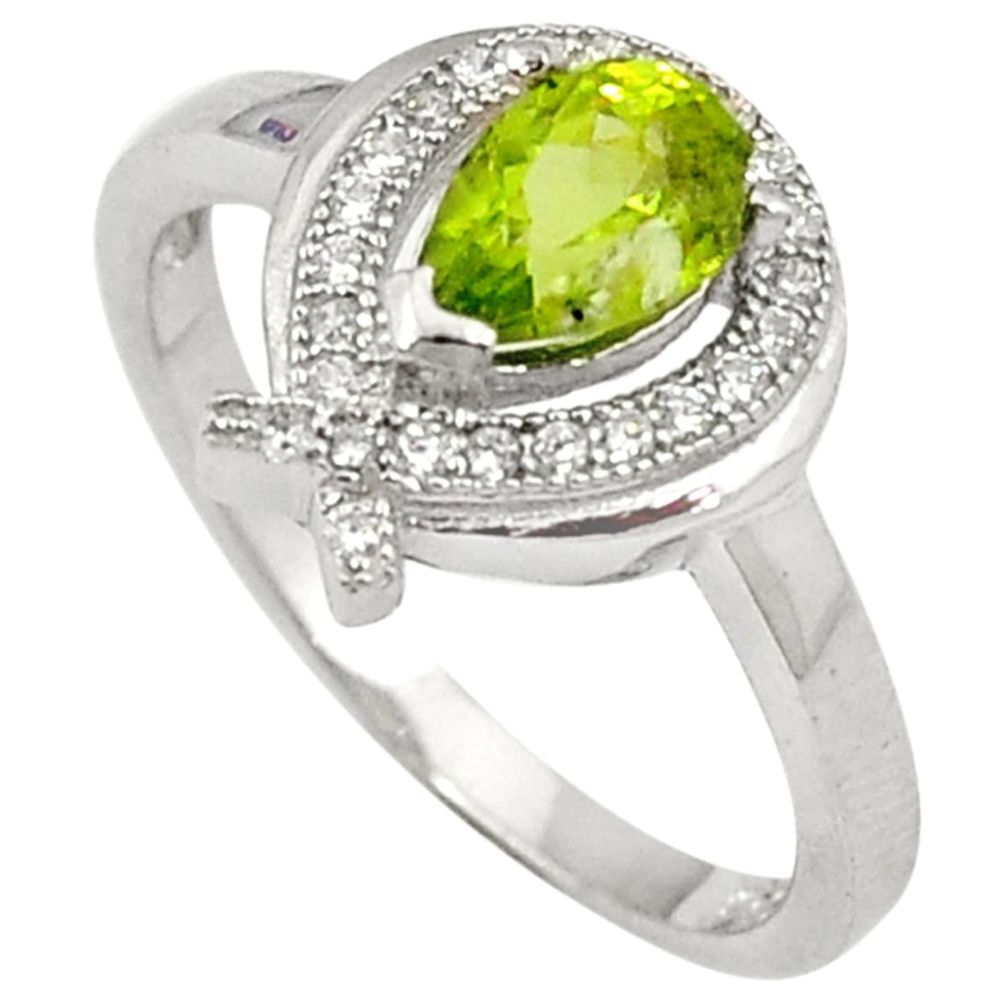 Natural green parrot peridot topaz 925 sterling silver ring size 7 a15149