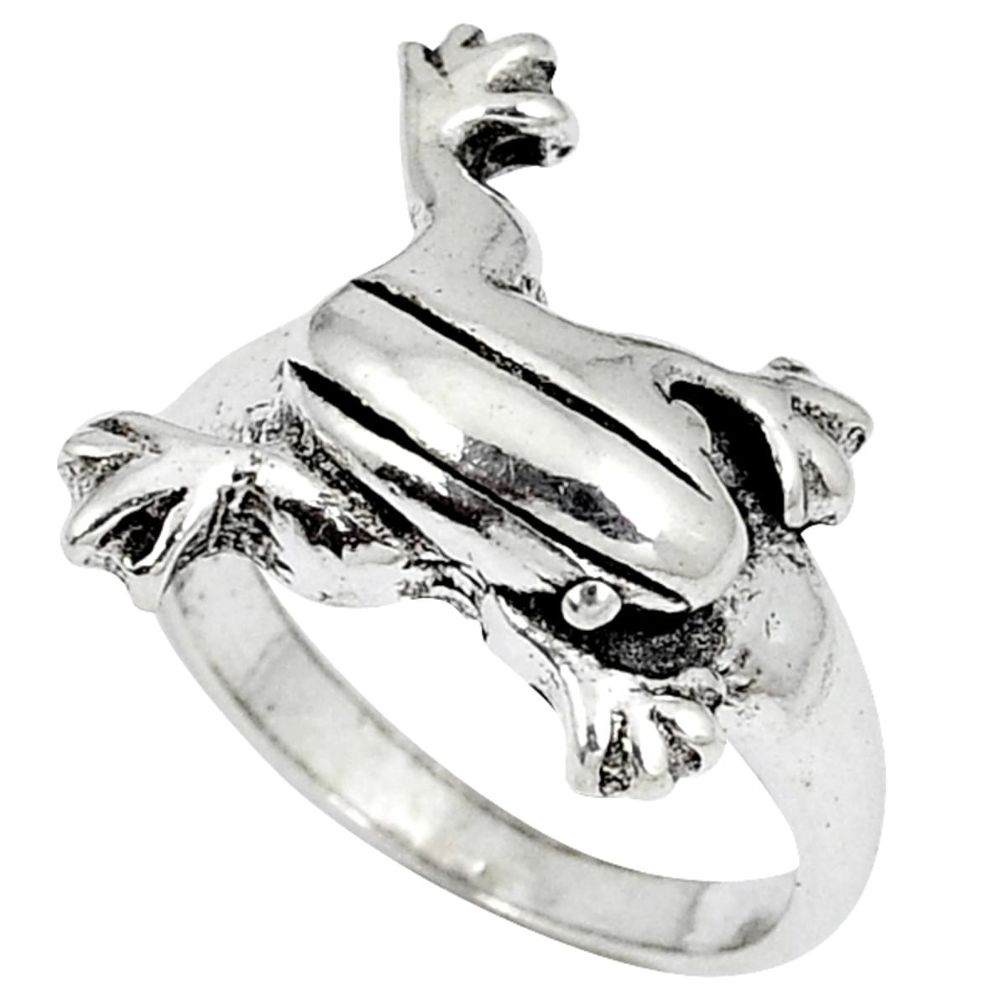 6.49gms 925 sterling plain silver frog ring jewelry size 6.5 a23636