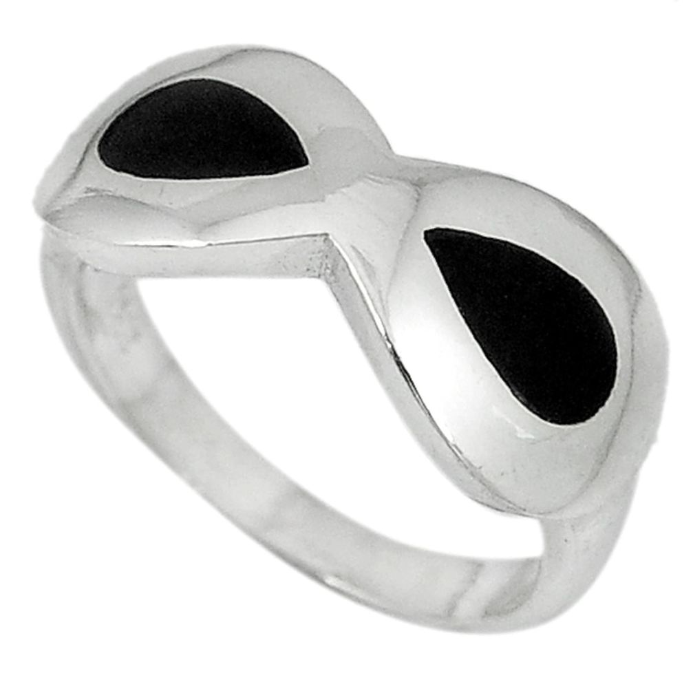 925 sterling silver black onyx enamel ring jewelry size 6.5 a25773