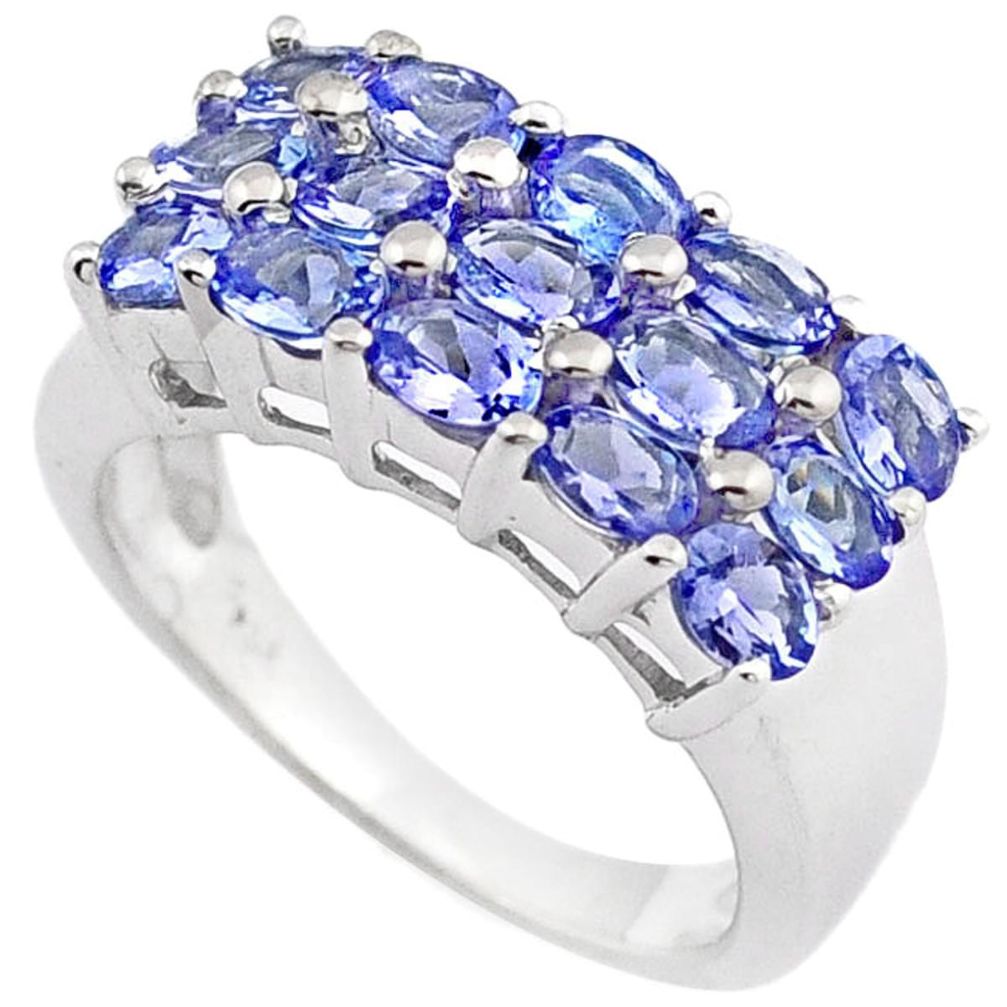 4.82cts natural blue tanzanite 925 sterling silver ring jewelry size 7.5 a27498