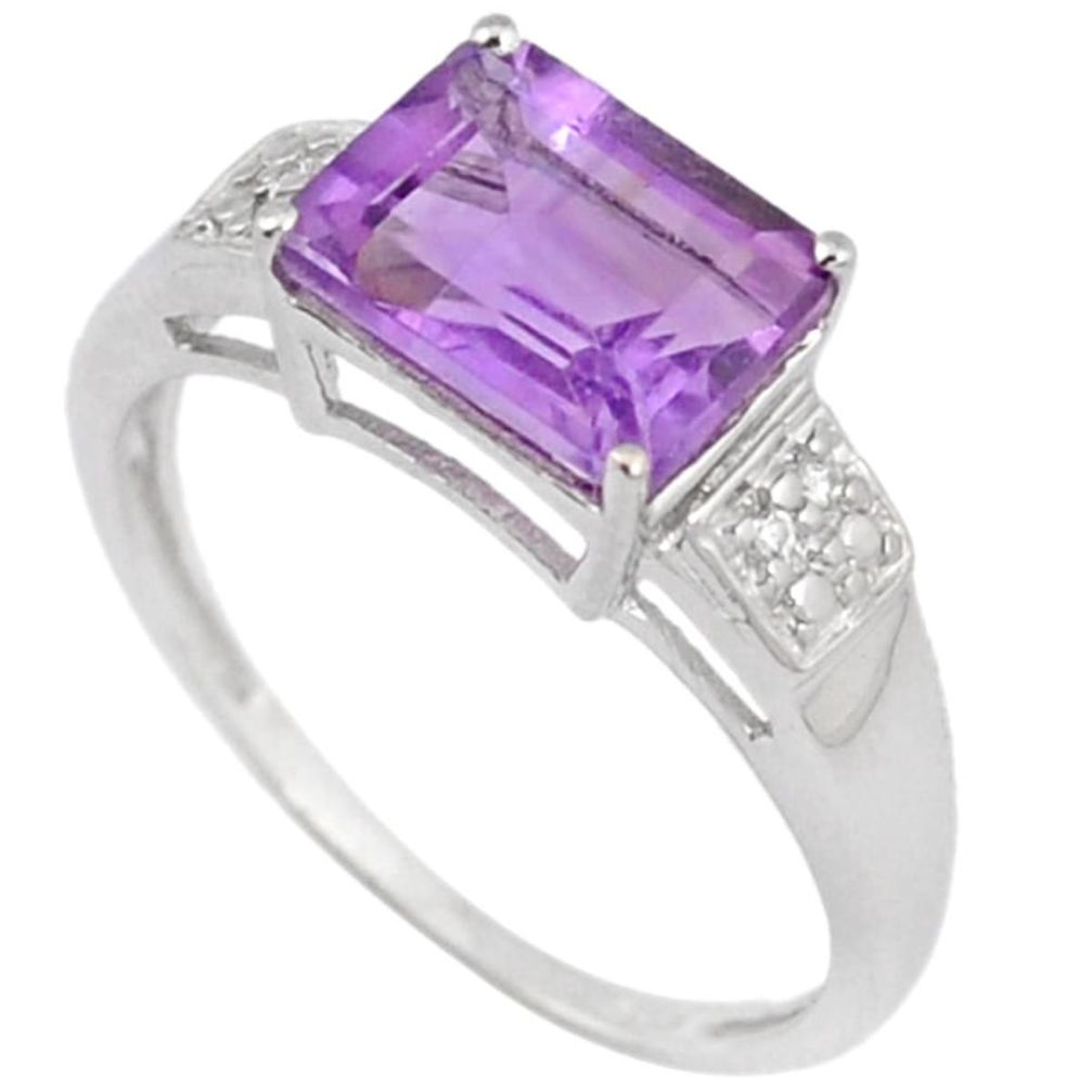 2.88cts natural purple amethyst topaz 925 sterling silver ring size 7 a27612