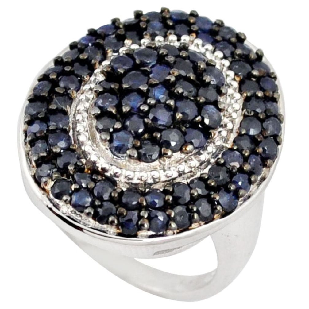 Bold natural blue sapphire sterling silver ring jewelry size 5 a27762