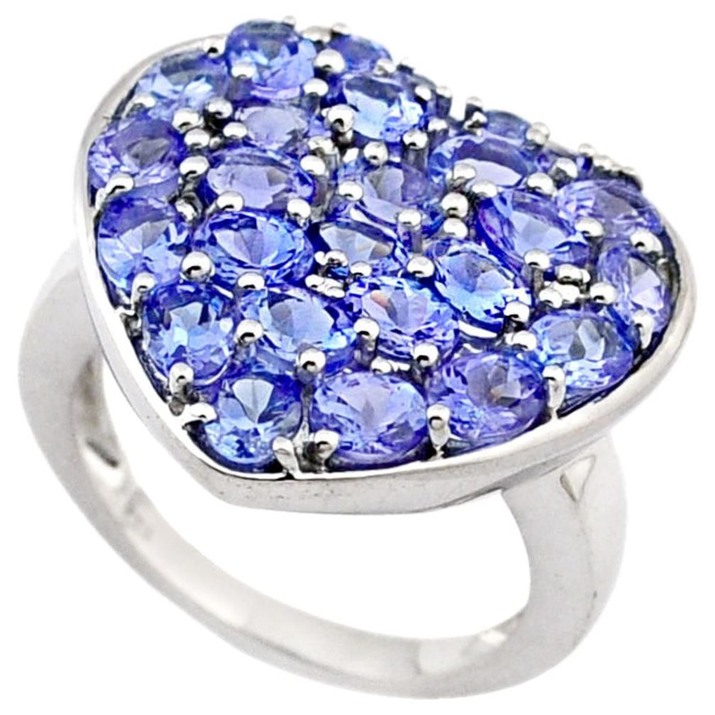 6.18cts natural blue tanzanite 925 sterling silver heart ring size 7.5 a27771