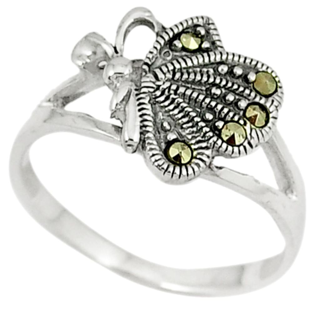 Swiss marcasite 925 sterling silver butterfly ring jewelry size 7.5 a29098
