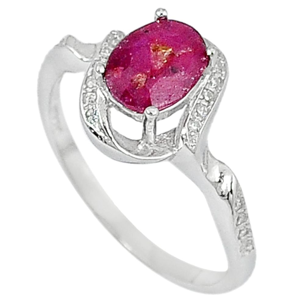 Natural red ruby white topaz 925 sterling silver ring jewelry size 8 a29673