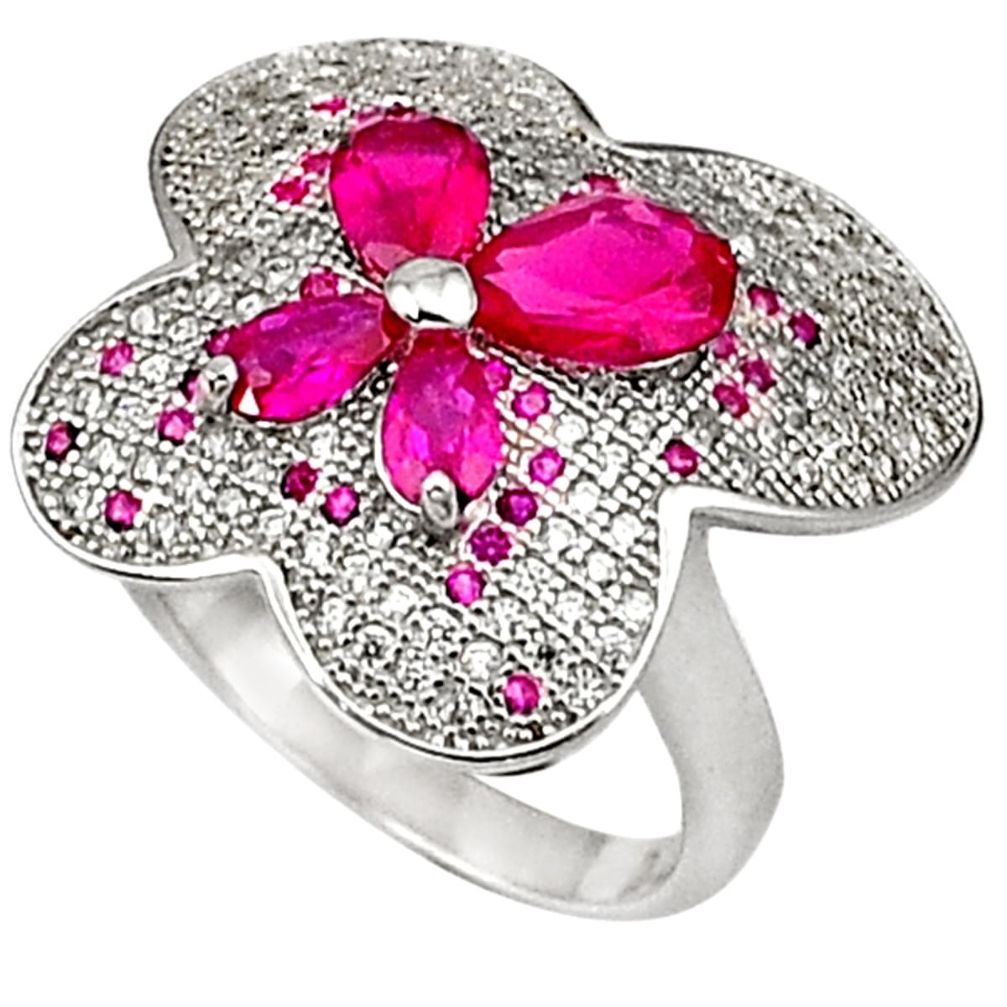 Designer sparkle red ruby topaz 925 sterling silver ring jewelry size 7 a31694