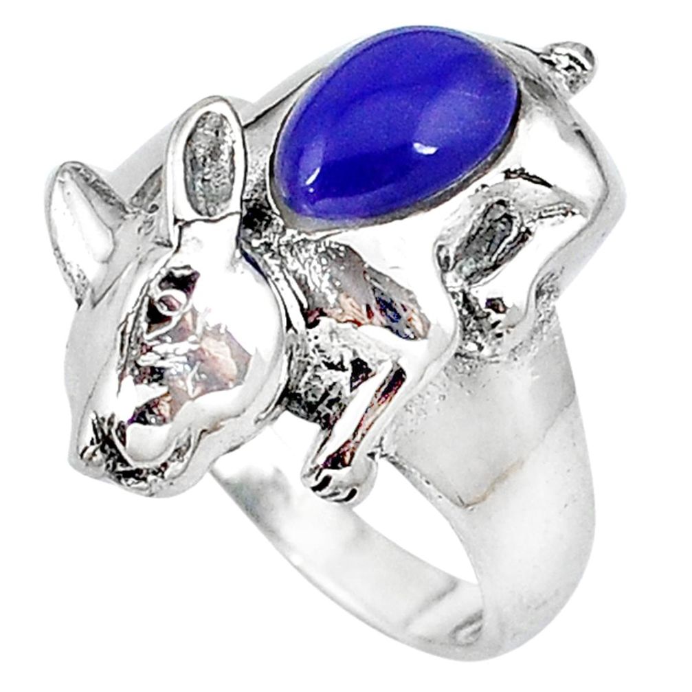 Natural blue lapis enamel 925 sterling silver ring jewelry size 7.5 a32668