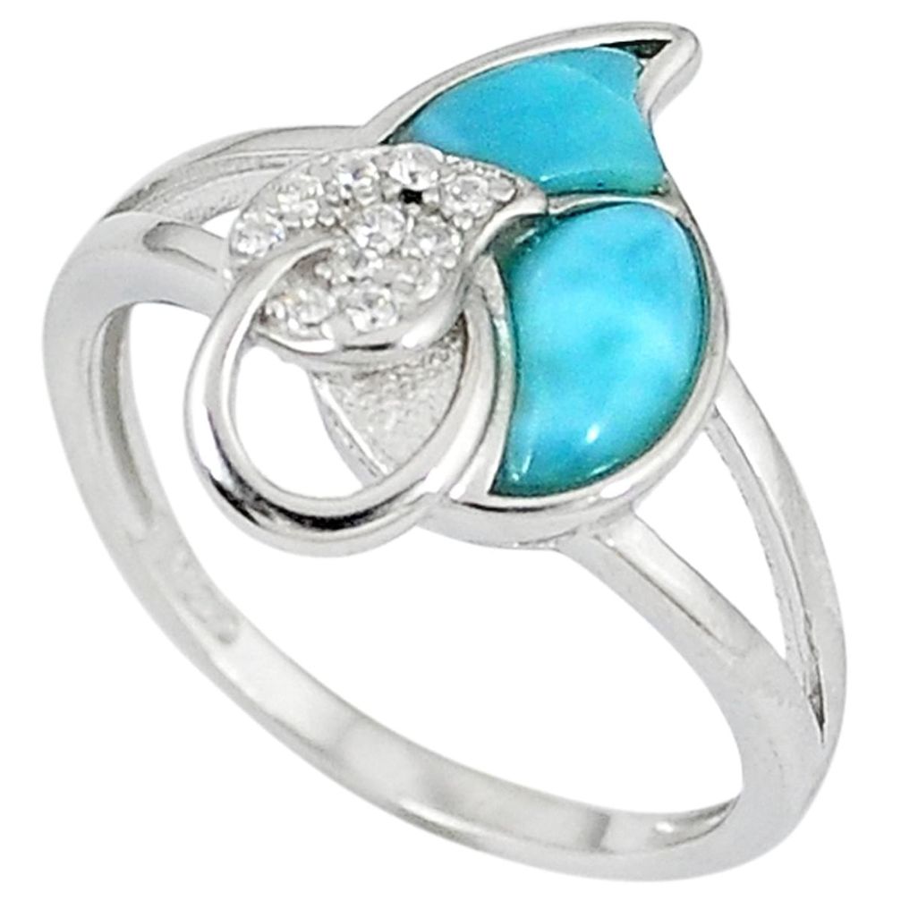 Natural blue larimar topaz 925 sterling silver ring jewelry size 8 a33059