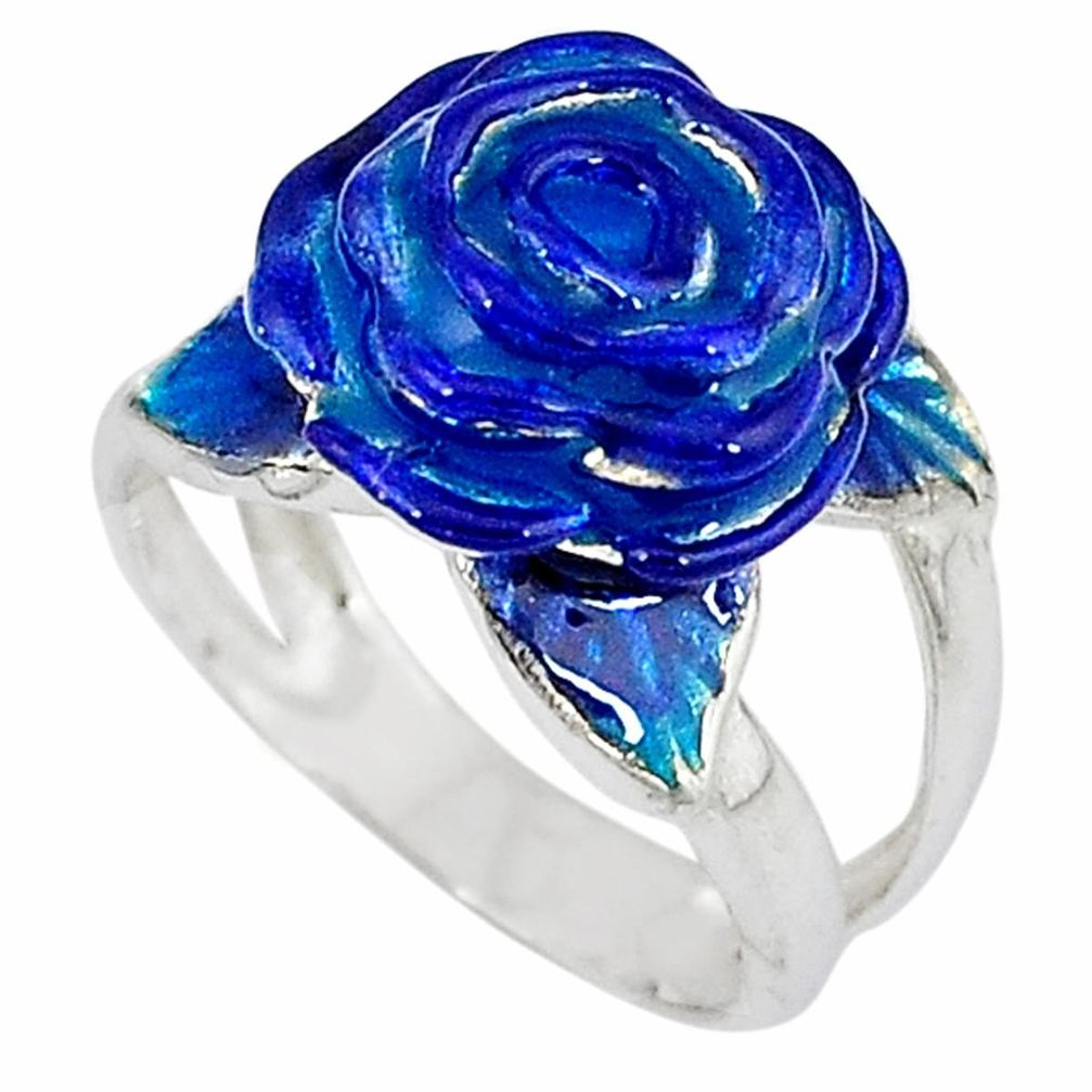 925 sterling silver multi color enamel flower ring jewelry size 5.5 a34503