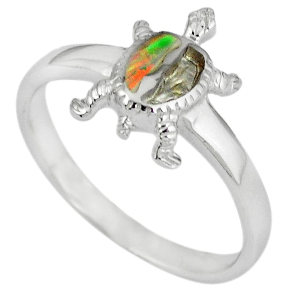 925 sterling silver pink australian opal (lab) tortoise ring size 9 a36578