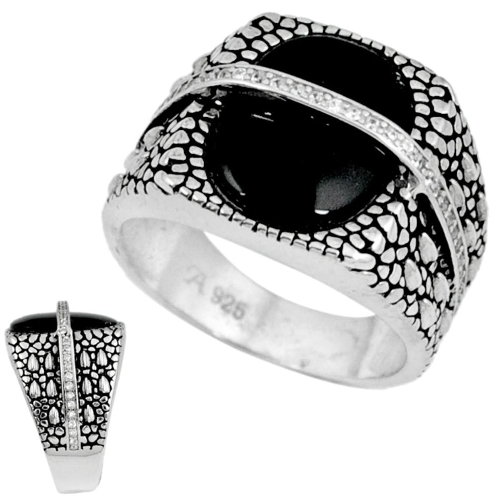 Natural black onyx topaz 925 sterling silver mens ring jewelry size 7.5 a37112