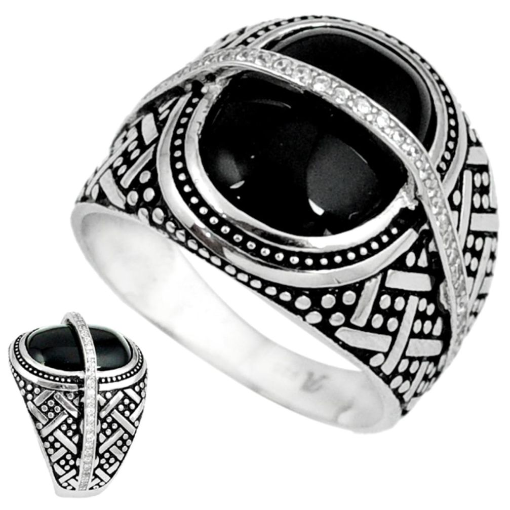 Natural black onyx topaz 925 sterling silver mens ring jewelry size 9 a37124