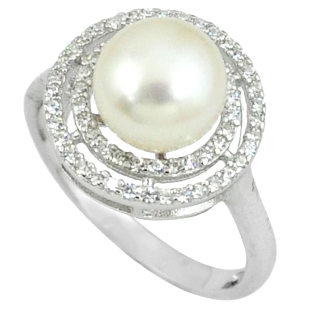 Clearance Sale-Natural white pearl topaz 925 sterling silver ring jewelry size 6.5 a37518