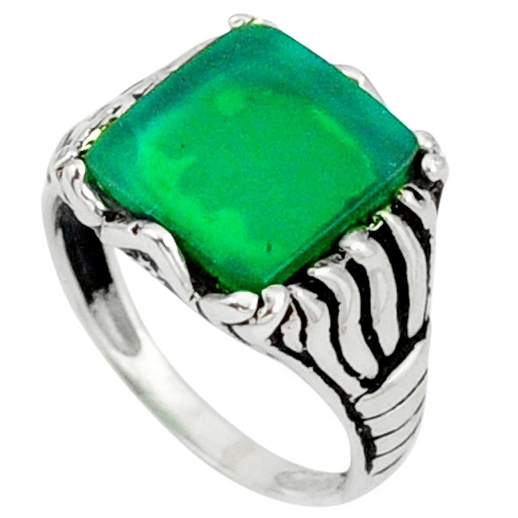 925 sterling silver natural green chalcedony mens ring jewelry size 6 a37684