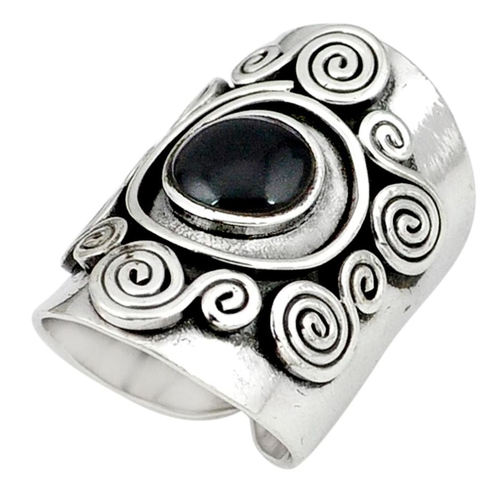 Black onyx handmade 925 sterling silver adjustable ring jewelry size 6.5 a37879