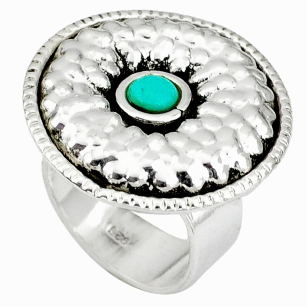 Handmade turquoise round 925 sterling silver adjustable ring size 7 a37889