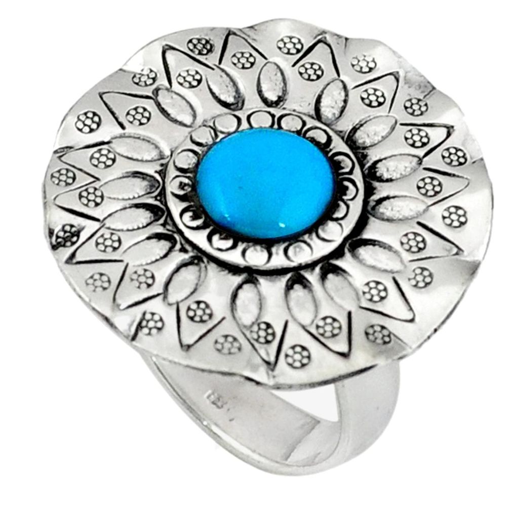 Handmade turquoise 925 sterling silver adjustable ring size 7.5 a37892