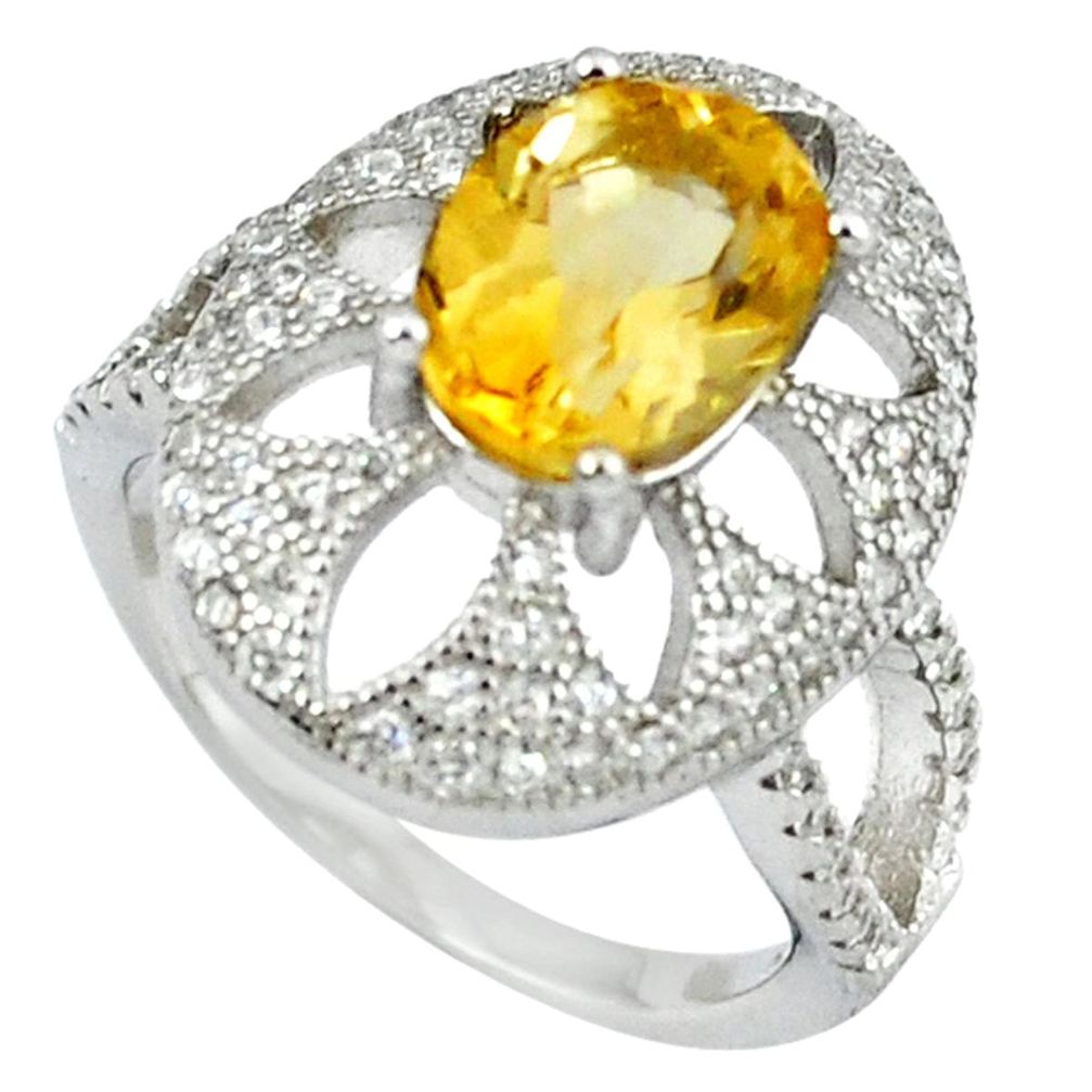 Natural yellow citrine topaz 925 sterling silver ring jewelry size 5.5 a38153