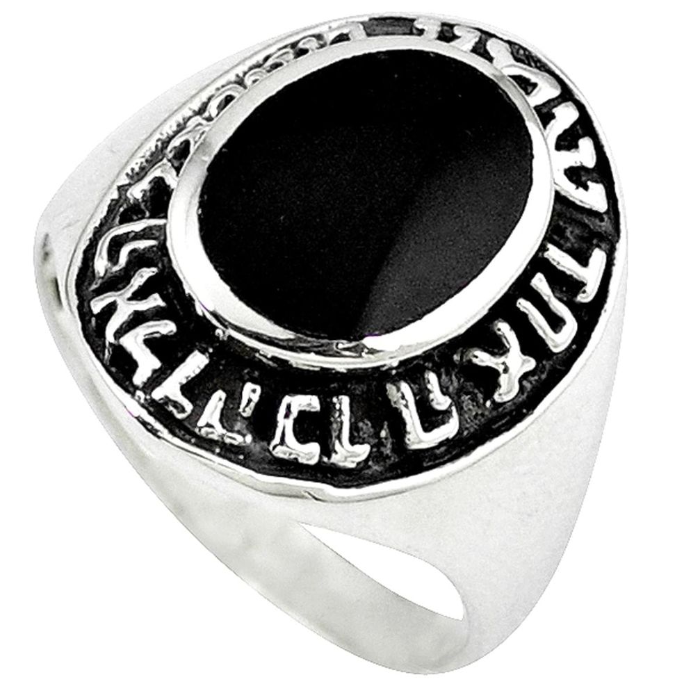 Black onyx enamel 925 sterling silver ring jewelry size 9.5 a38441