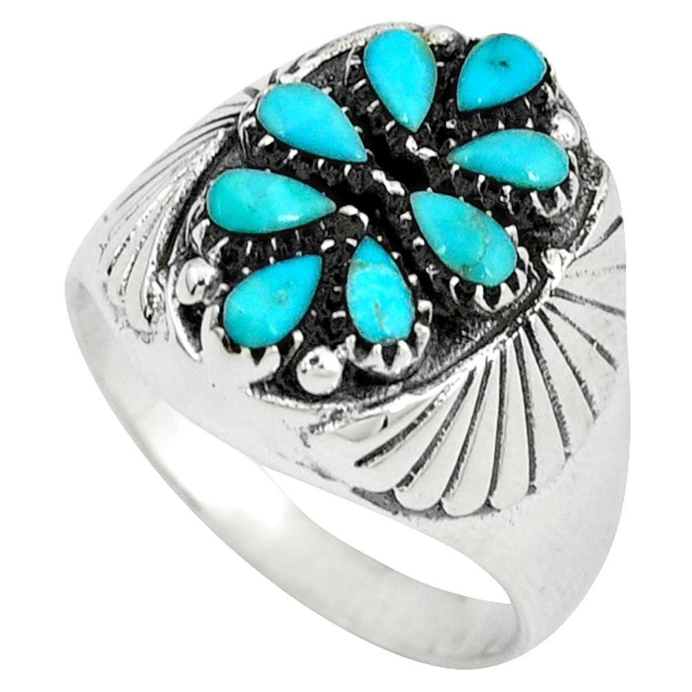 Native american natural blue arizona turquoise 925 silver ring size 11.5 a38712