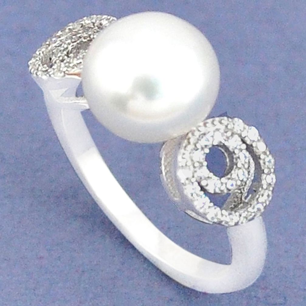 925 sterling silver natural white pearl topaz ring jewelry size 6 a40418