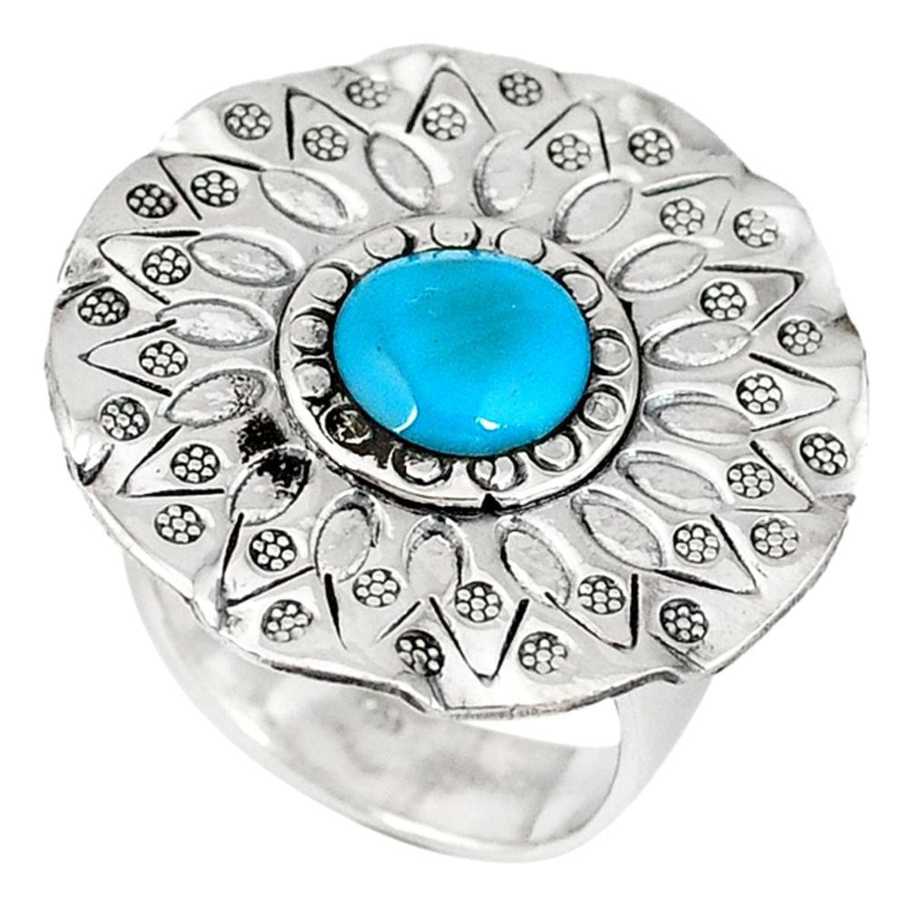 Natural blue magnesite 925 sterling silver ring jewelry size 6.5 a40441