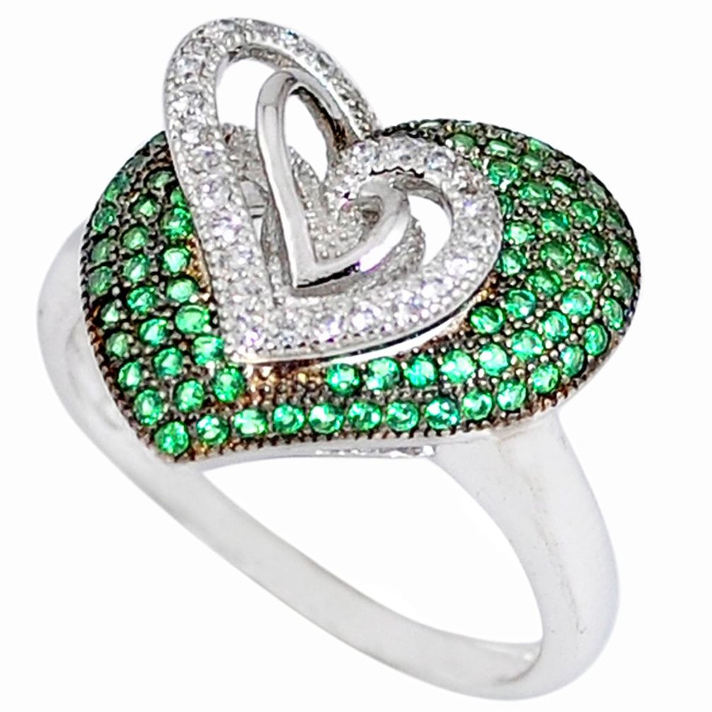 Green emerald quartz topaz 925 silver heart ring jewelry size 8.5 a41251