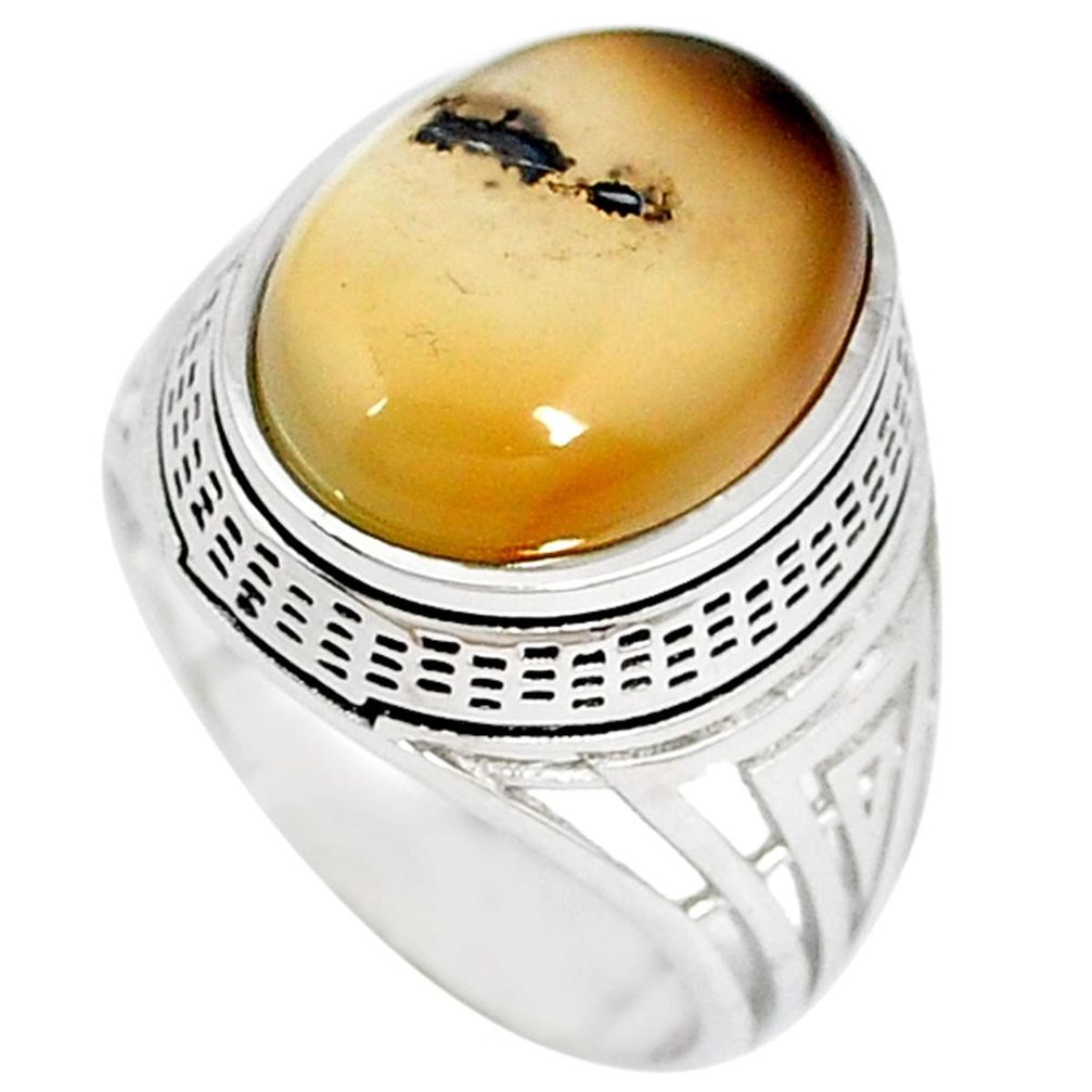 Natural honey botswana agate 925 sterling silver mens ring size 10 a41361