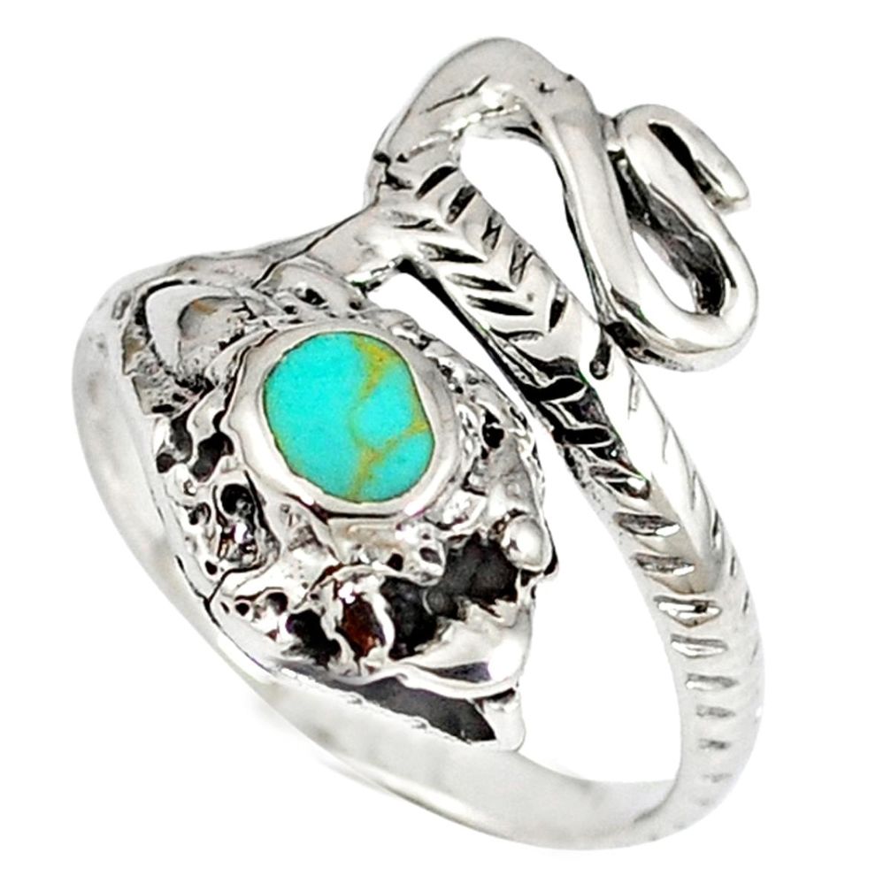 925 silver fine green turquoise anaconda snake ring jewelry size 6.5 a41812