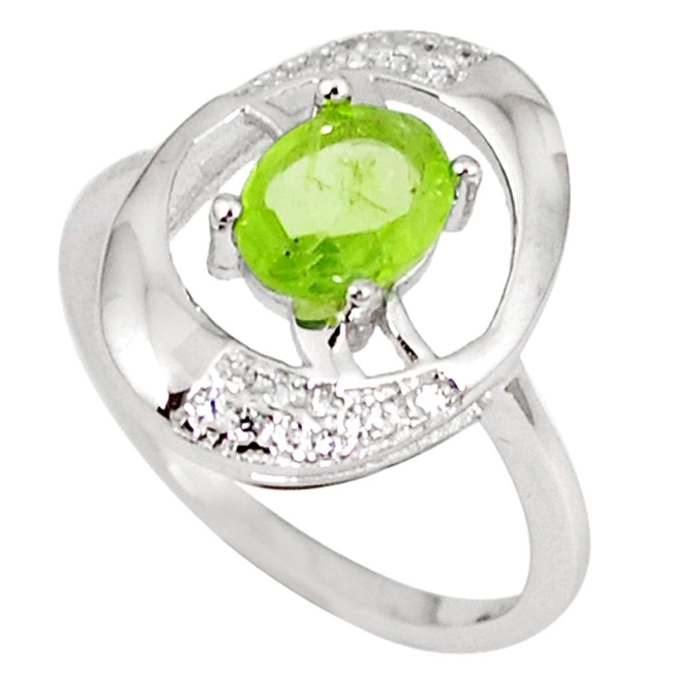 Natural green peridot topaz 925 sterling silver ring size 7 a42637