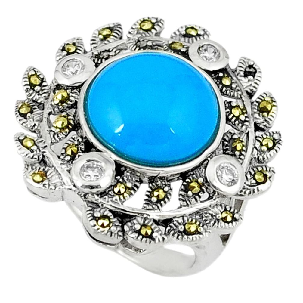 925 sterling silver blue sleeping beauty turquoise topaz ring size 5.5 a43892