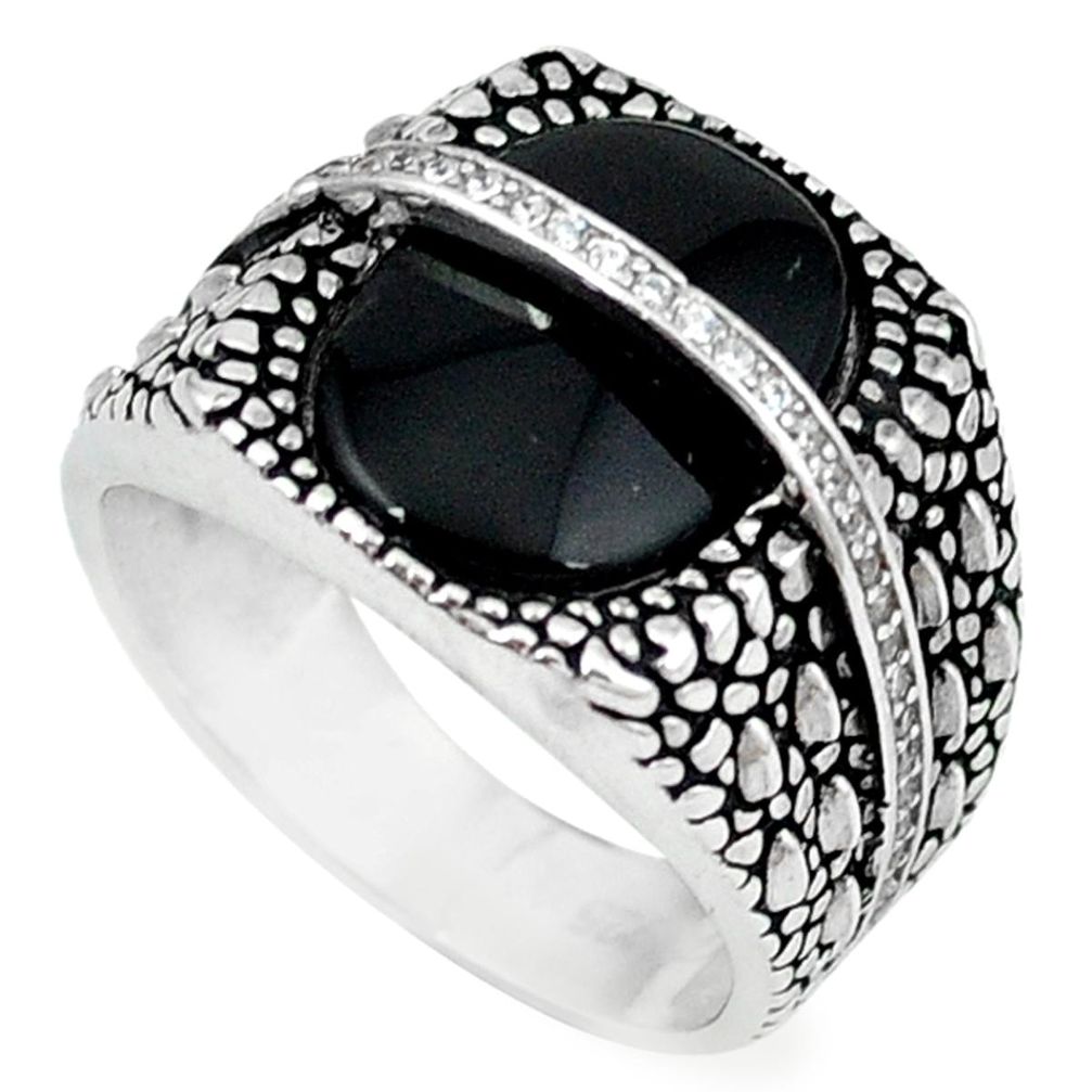 Natural black onyx topaz 925 sterling silver mens ring size 7.5 a45262