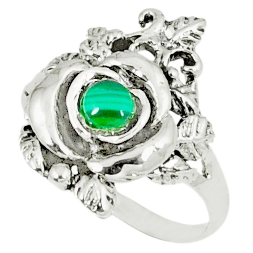 0.46cts natural green malachite (pilot's stone) 925 silver ring size 8 a45848