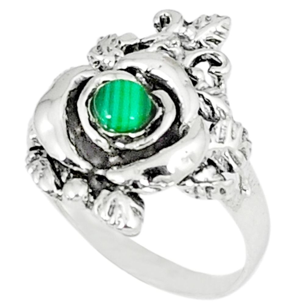 0.46cts natural green malachite (pilot's stone) 925 silver ring size 7 a45857