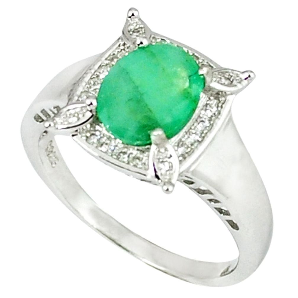 5.14cts natural green emerald topaz 925 sterling silver ring size 8 a46179