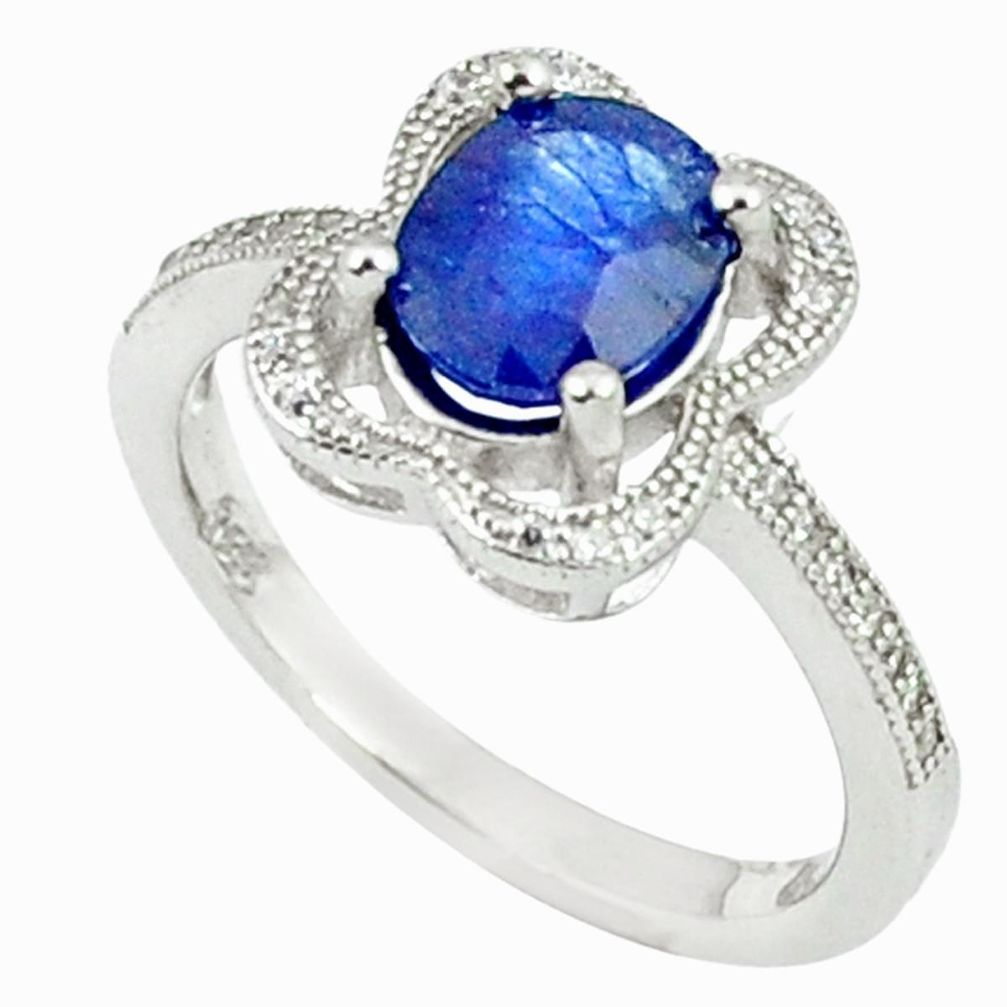 4.38cts natural blue sapphire topaz 925 sterling silver ring size 6.5 a46191