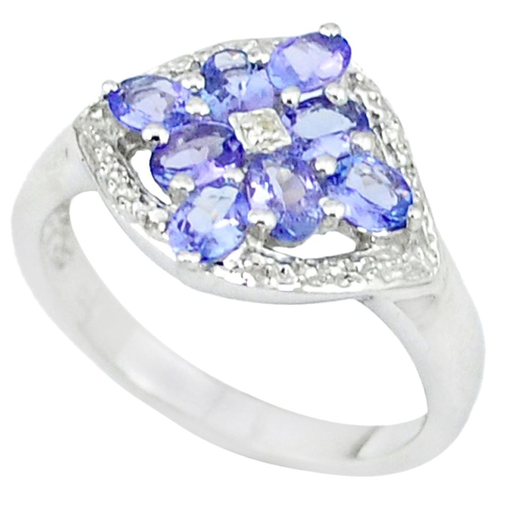 Natural blue tanzanite 925 sterling silver ring jewelry size 7.5 a46654