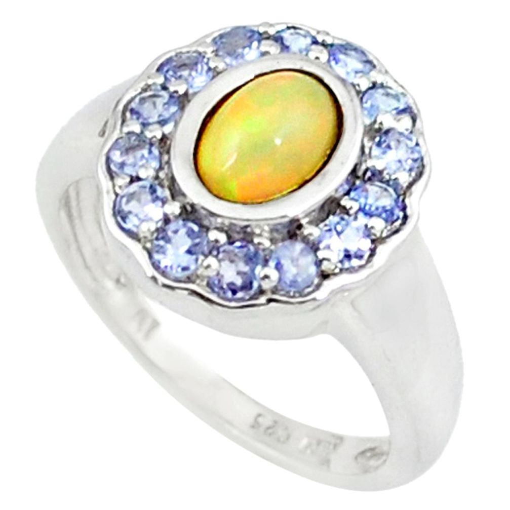 925 silver natural multi color ethiopian opal ring jewelry size 6.5 a46717