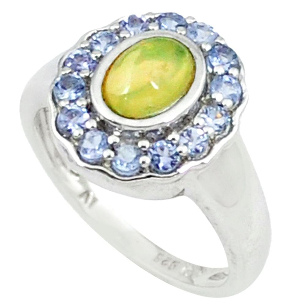 Natural multi color ethiopian opal 925 sterling silver ring size 6.5 a46718