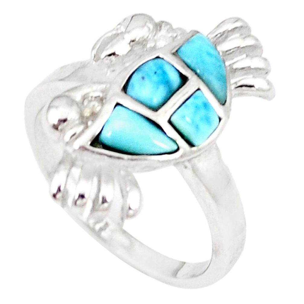 925 sterling silver natural blue larimar topaz crab ring jewelry size 7 a46890